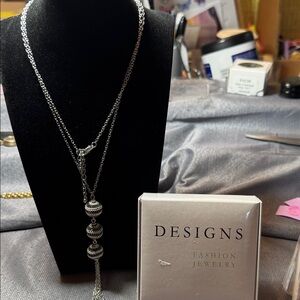 Elegant Silver Necklace with Beaded Tassel